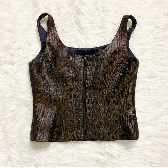 DONALD DEAL Brown Print Top - Picture 2 of 5